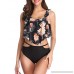 Century Star Women's Flounce Swimsuit Push Up Top High Waisted Bikini Tummy Control Two Piece Bathing Suit Flower Black B07NW9N21Z